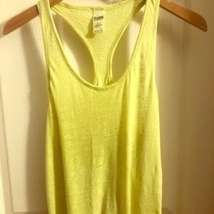PINK racerback tank in yellow